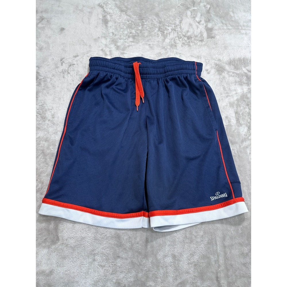Spalding Mens Size M Basketball Shorts Mesh Athletic Blue Orange White Gym 9" In
